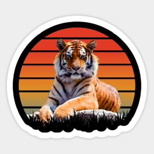 Tiger Triumph: Regal Feline Dominates Artistic Portrait on Tee Sticker